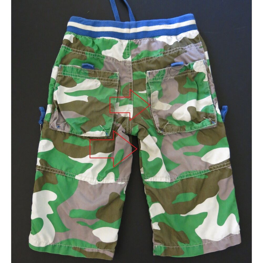 Mini Boden boys Shorts 7 technos cargo green gray camouflage camo pull on techno - Picture 2 of 8
